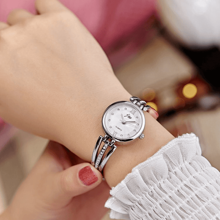 JW 3512 Fashion round Dial Rhinestones Alloy Lady Bracelet Bangle Women Dress Quartz Watch - Trendha