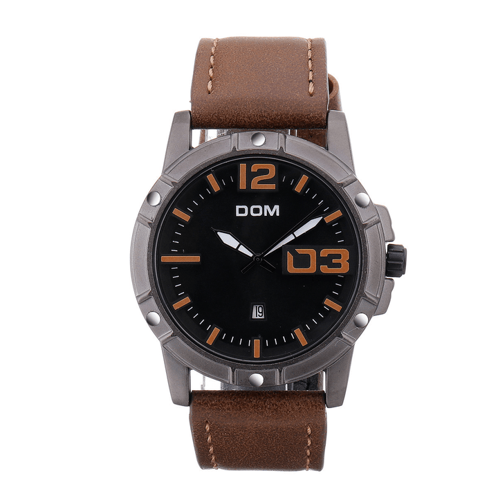 DOM Men Luxury Sport Wristwatch Men Watch Leather Strap Business Waterproof Quartz Watch - Trendha