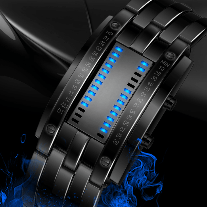 SKMEI 0926 Fashion Men Watch Waterproof Luminous Date Display Creative LED Full Steel Digital Watch - Trendha