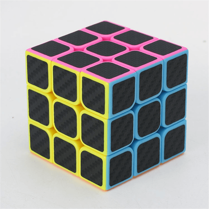Classic Magic Cube Toys 3X3X3 PVC Sticker Block Puzzle Speed Cube Fibre Carbon - Trendha