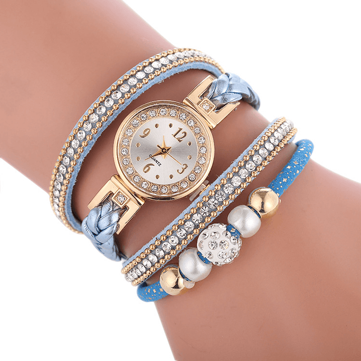 Fashion Circle Bracelet Diamond Simple Dial Ladies Dress Women Quartz Watch - Trendha