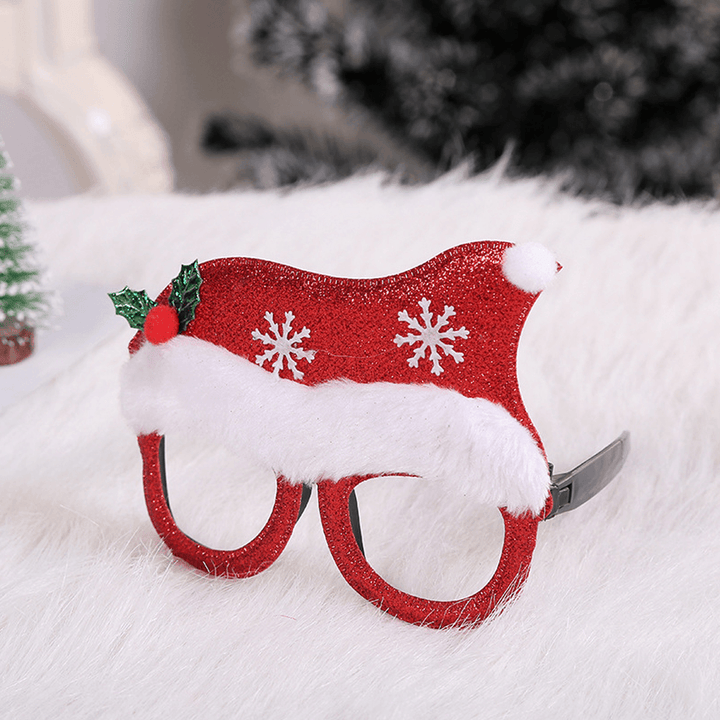 Christmas Cartoon Hat Letter Snowman Tree Glasses Frame Children Adult Party Dress up Toy for Home Decorations Gift - Trendha