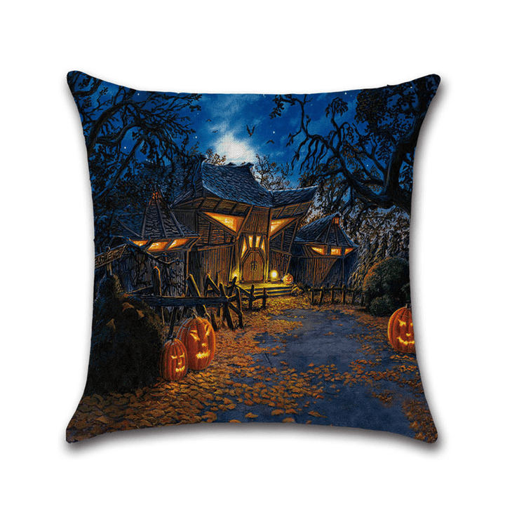 Halloween Series Ancient House Witch Pumpkin Cat Pillow Cover Decorative Toys - Trendha