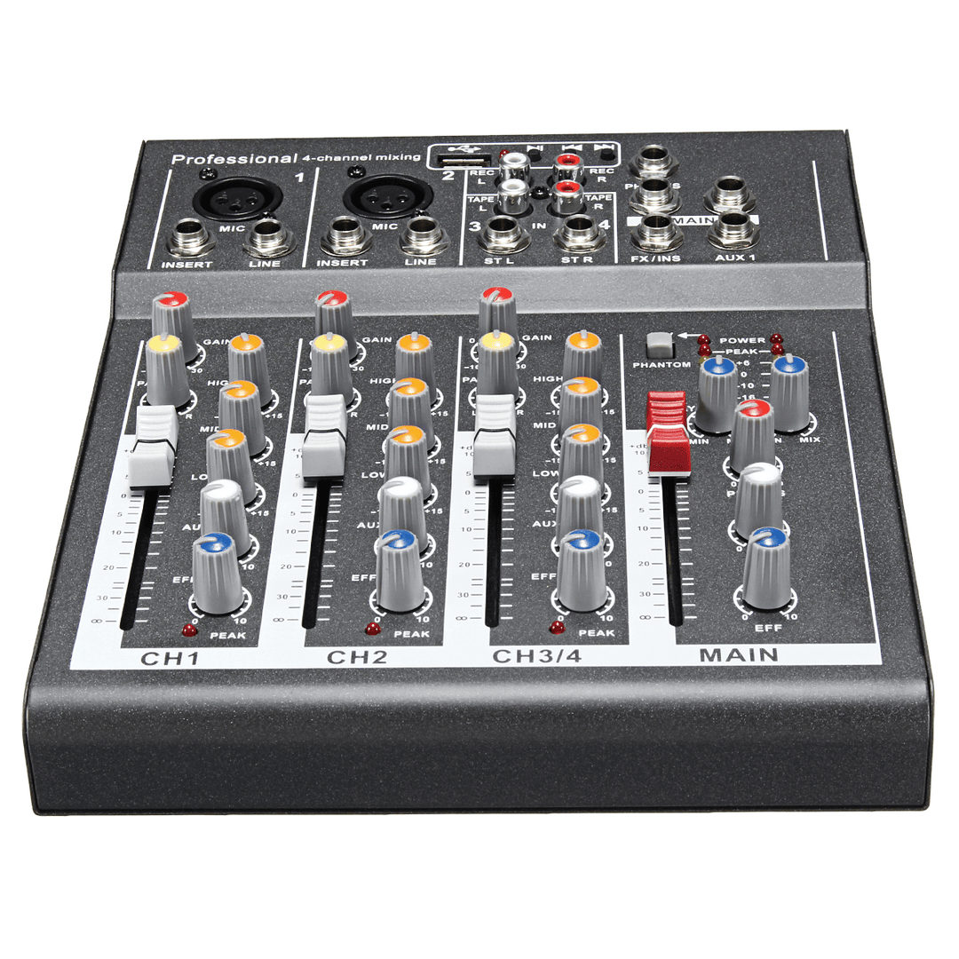 4 Channel Professional Live Mixing Studio Audio Sound USB KTV Karaoke Mixer Console - Trendha