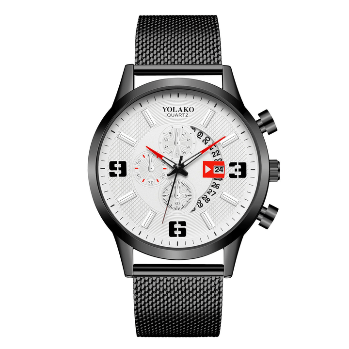 Fashion Elegant Alloy Men Business Watch Decorated Pointer Calendar Quartz Watch - Trendha