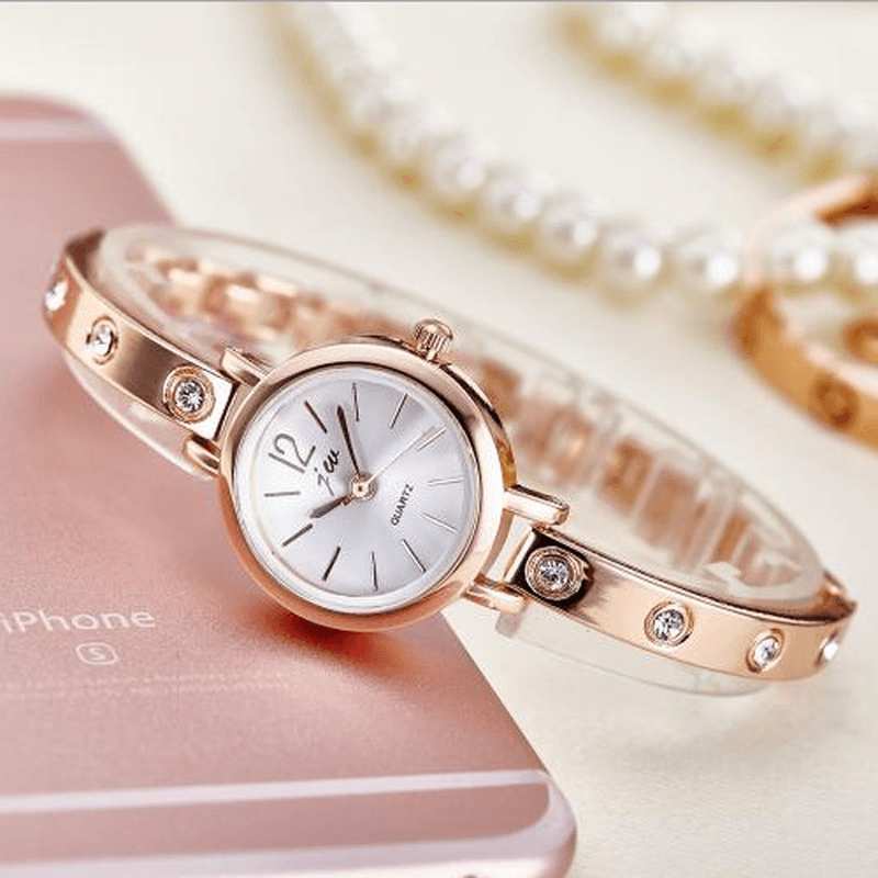 Luxury Fashion Bracelet Steel Strip Rhinestone Women Watch Quartz Watch - Trendha