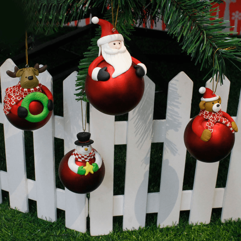 Christmas Ball Christmas Tree Cartoon Decorative Pendant Creative Christmas Decorations Soft Clay Christmas Ball - Trendha