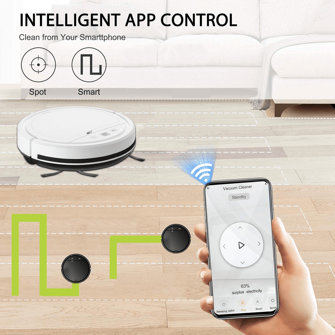 3-In-1 Wet and Dry Robotic Cleaner 2500Pa Powerful Suction Sweeping and Mopping 2 Mode Compatible with Alexa Google Assitant Tuya App Ideal - Trendha