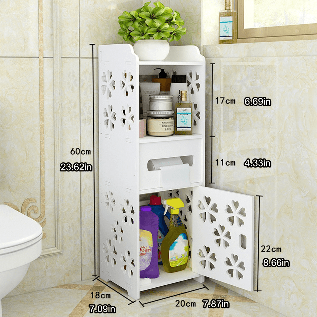 Bathroom Storage Cabinet Floor Standing Washbasin Shower Corner Shelf Waterproof - Trendha