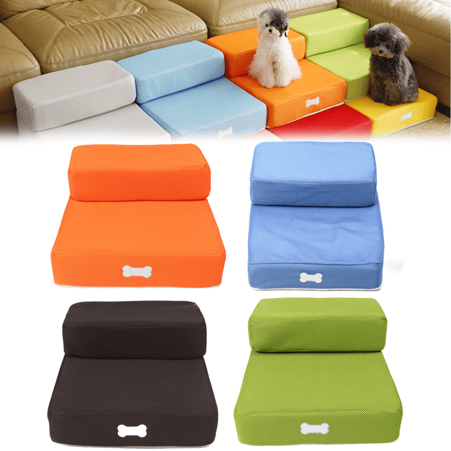 Pet Stair 2 Step Portable Puppy Dog Cat Soft Indoor Sofa Bed Folding Ramp Ladder Pet Bed - Trendha
