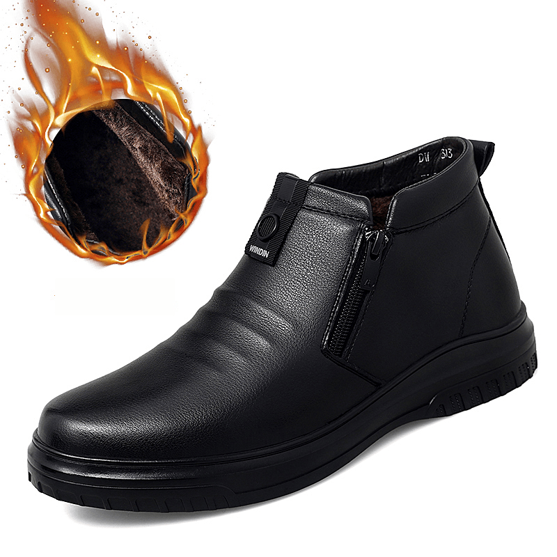 Men Side Zipper Comfy Microfiber Leather Warm Non Slip Business Casual Ankle Boots - Trendha