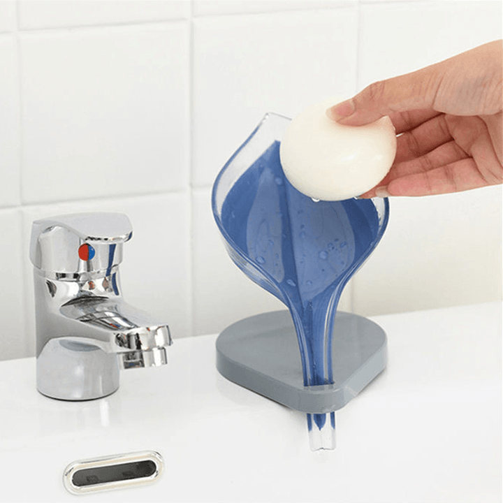 Leaf Shape Soap Drain Box Soap Dish Holder Suction Cup Toilet Shower Tray Draining Rack Bathroom Supplies - Trendha