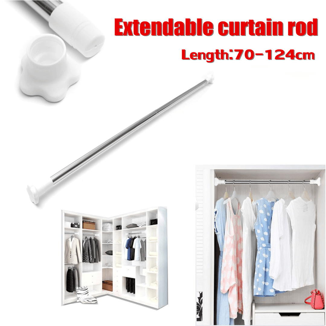 Curtain Rail Rod Pole Telescopic Extendable for Wardrobe Windows Doors Bathroom - Trendha