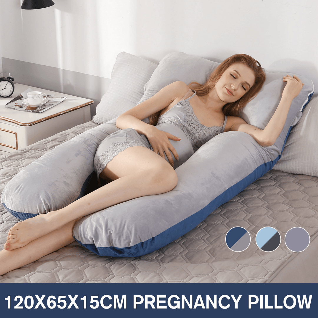U-Shaped Woman Gravida Pillow Grey Oversized Comfortable Full Body Cushion - Trendha