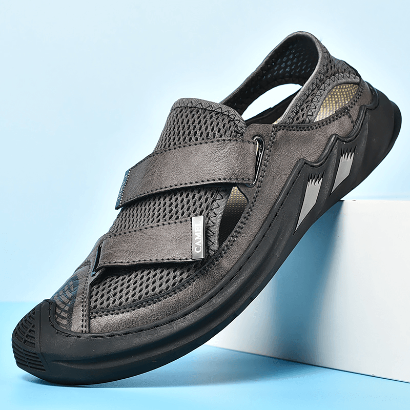 Men Mesh Breathable Lightweight Closed Toe Non-Slip Soft Outdoor Summer Sports Sandals - Trendha