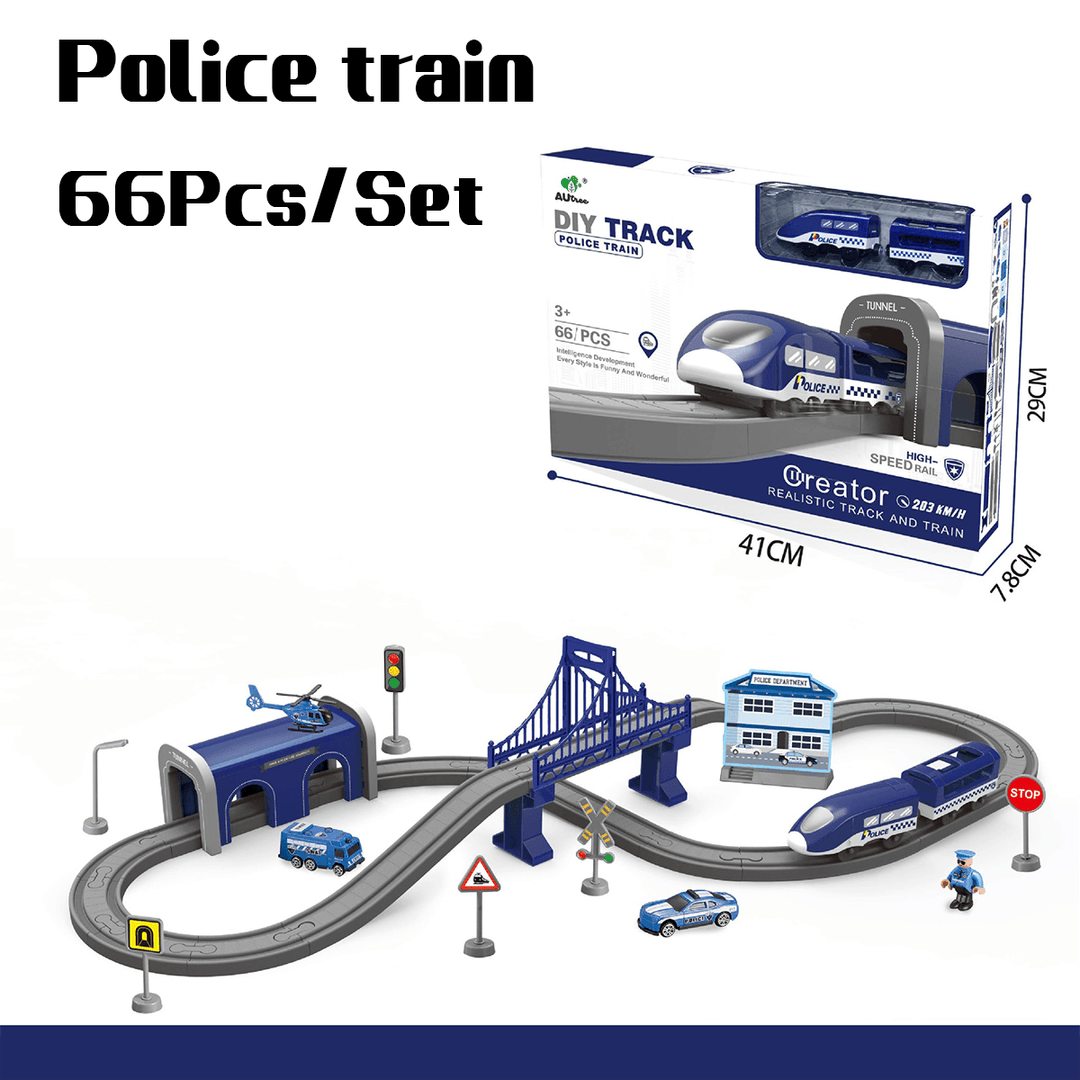 66/92 Pcs Multi-Style DIY Assembly Track Train Increase Parent-Child Interaction Toy Set with Sound Effect for Kids Gift - Trendha