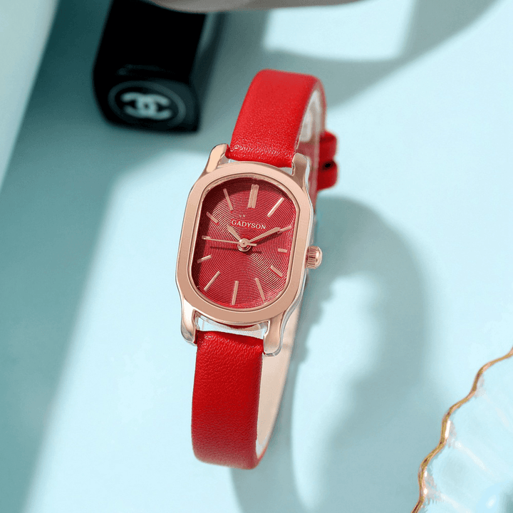 GADYSON A0Q16 Oval Little Dial Women Wrist Watch PU Leather Band Quartz Watch - Trendha