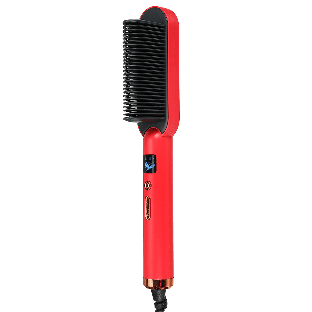 2 in 1 Hair Straightener Comb 3 Gears Hot Negative Ion Curling Brush Hair Styling Tool - Trendha