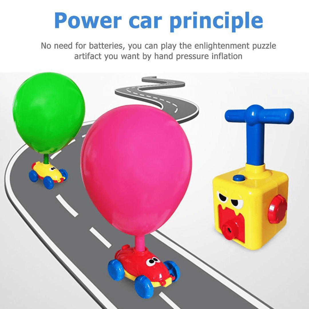 NEW Fun Inertia Balloon Powered Car Toys Aerodynamics Inertial Power Kids Gifts - Trendha