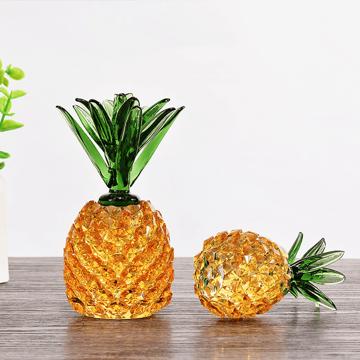 Crystal Glass Pineapple Figurine Hand Craft Gold Paperweight Ornament Gift Decorations - Trendha