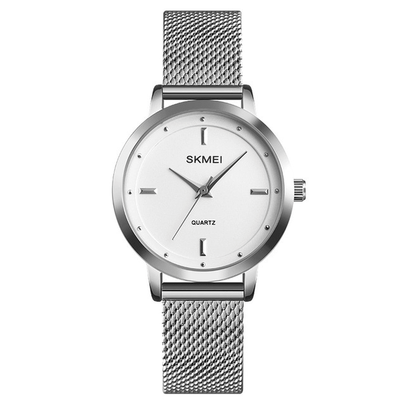SKEMI 1528 Stainless Steel Strap Casual Style Waterproof Fashion Women Wristwatches Quartz Watch - Trendha