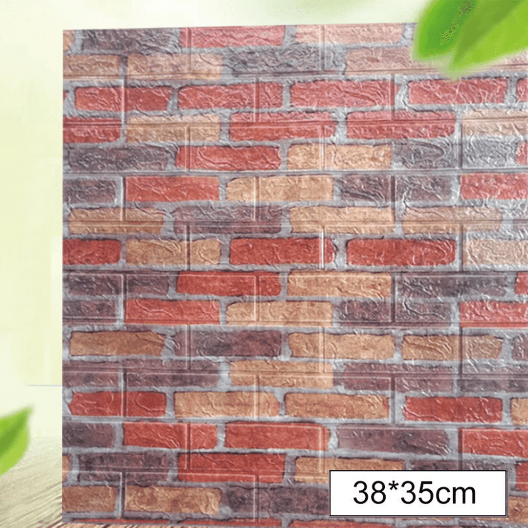 5Pcs 3D Soft Tile Brick Wall Sticker Self-Adhesive Waterproof Foam Panel 38*35Cm - Trendha