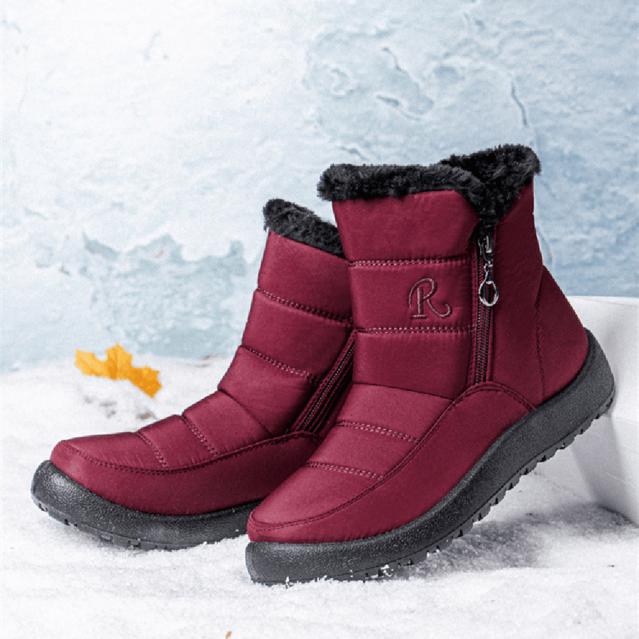 Plus Size Women Comfy Waterproof Slip Resistant Side Zipper Short Snow Boots - Trendha