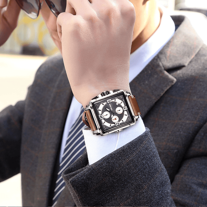 MEGIR 2061 Unique Style Men Wrist Watch Chronograph Date Luminous Number Quartz Watch - Trendha