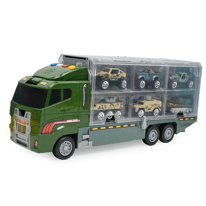 Engineering Alloy Car Diecast Model Set Portable Storage Large Container Transport Vehicle 6 Loaded Car - Trendha