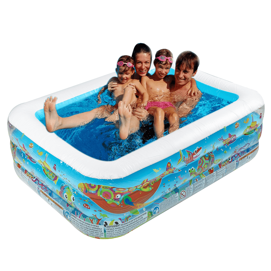 Inflatable Swimming Pool Family Childrens Kids Baby Large Water Rectangular - Trendha