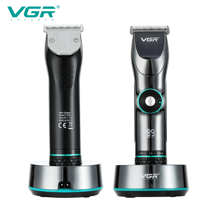 VGR V-256 Hair Clipper Professional Digital Display Variable Speed Electric Hair Trimmer W/ 6Pcs Limit Combs - Trendha