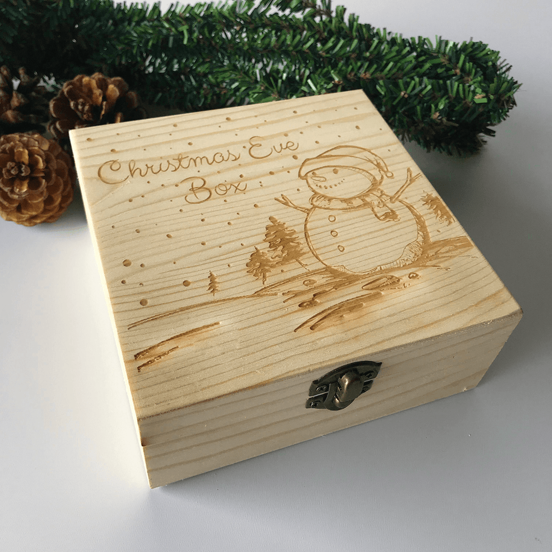 Wooden Decoration Toys Gift Box Christmas Snowman Painting - Trendha