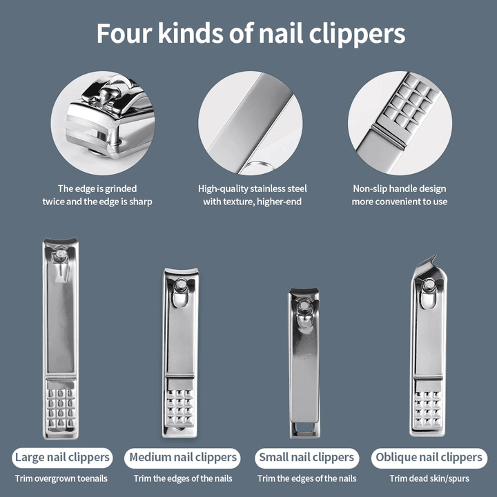 11/26 Pcs Nail Clipper Manicure Set Stainless Steel Nail Cutter Scissor Cuticle Nipper Nail Tools Set - Trendha