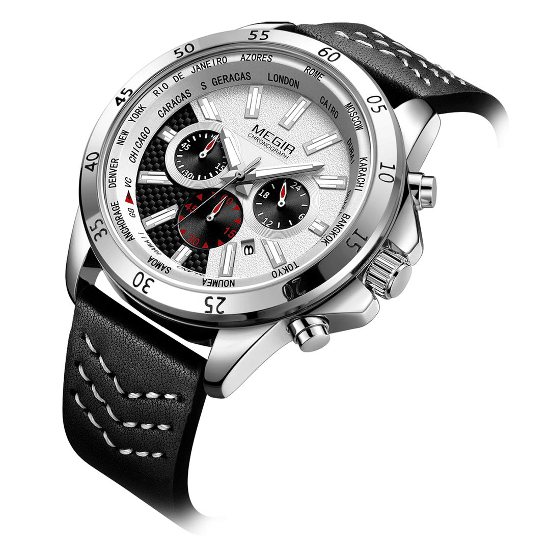 MEGIR 2103 Calendar Business Style Men Wrist Watch Luminous Display Quartz Watch with Box - Trendha