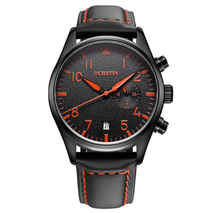 OCHSTIN GQ043C Fashion Men Quartz Watch Luxury Leather Strap Sport Watch - Trendha