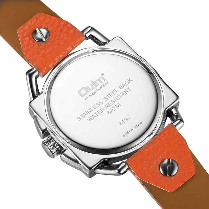 Oulm Casual Fashion Luminous Large Dial PU Leather Strap Waterproof Men Quartz Watch Wristwatch - Trendha