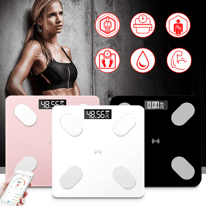 Mrosaa Digital Smart APP Electronic Weight Scale Body Fat Scale Smart BMI Scale LED Wireless Weight Scale APP Control - Trendha