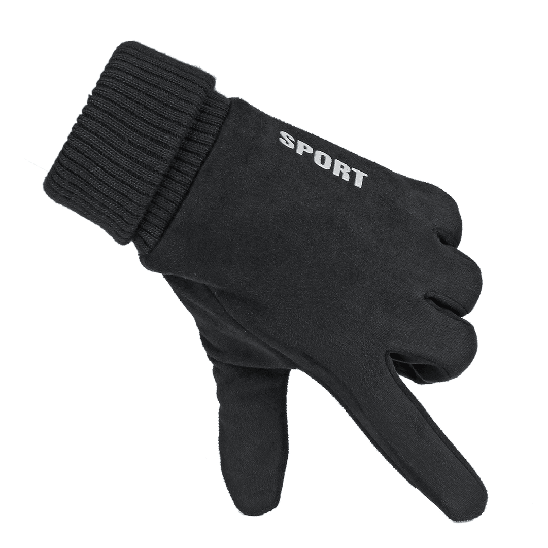 Womens Mens Winter Suede Gloves Touch Screen Windproof Thermal Warm Outdoor Driving Skiing Gloves Mittens - Trendha