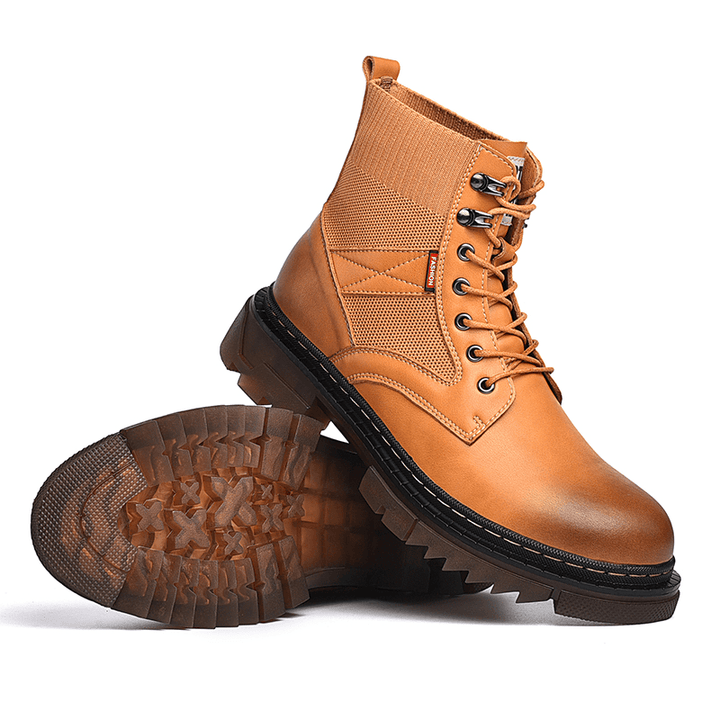 Men Comfy round Toe Slip Resistant High Top Tooling Boots - Trendha