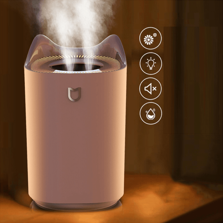 K7 Double Spout Humidifier USB 3.3L Large Capacity Desktop Household Mute Aroma Diffuser for Car Bedroom Home - Trendha