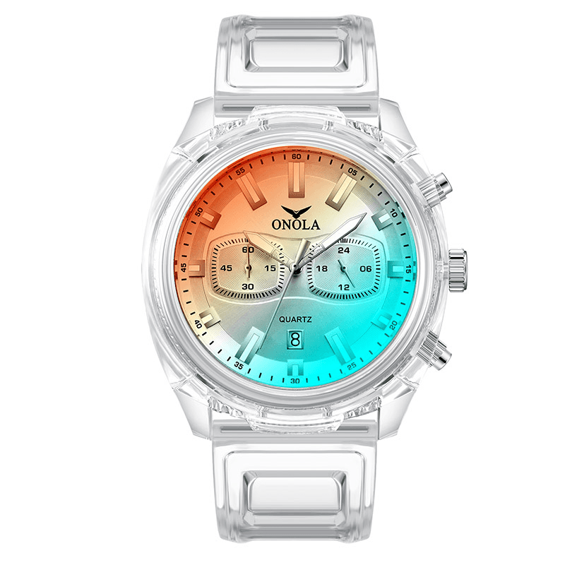 ONOLA ON6812 Fashion Men Watch Transparent Case Date Display Chronograph Creative Trend Quartz Watch - Trendha