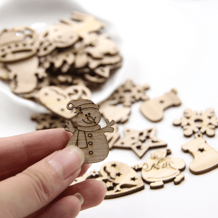 100PCS Wooden Piece Cartoon Cute Creative DIY Cutouts Craft Embellishments Wood Ornament Decorations - Trendha