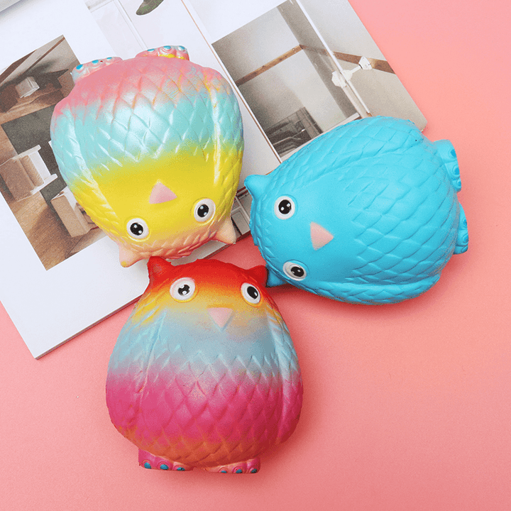 Jumbo Squishy Rainbow Owl 12Cm Soft Slow Rising Toy with Original Packing - Trendha
