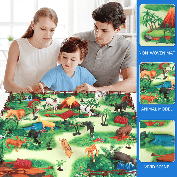 28/33/34/63/65Pcs Multi-Style Diecast Dinosaurs Model Play Set Educational Toy with Play Mat for Kids Christmas Birthday Party Gift - Trendha