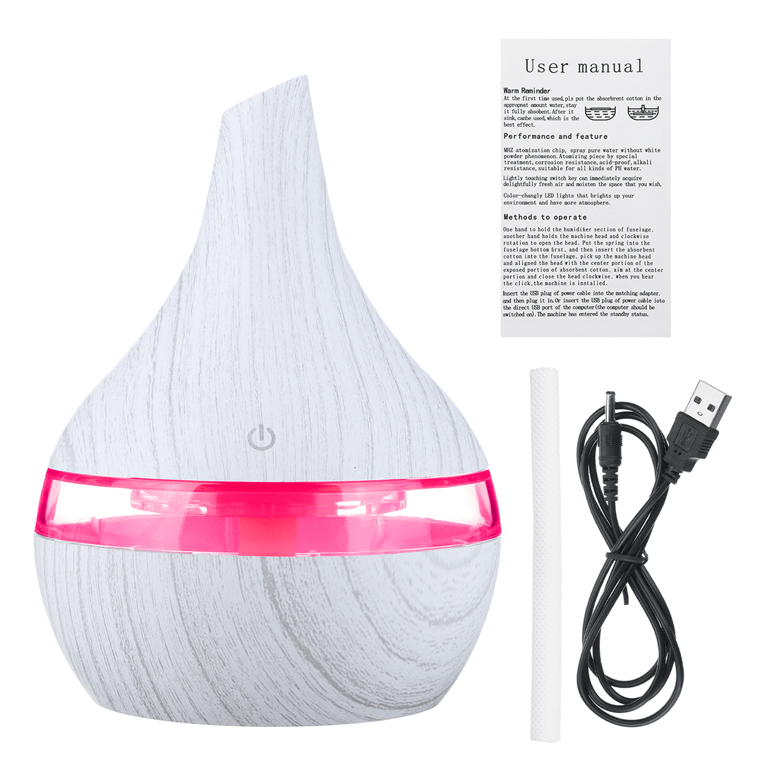 300Ml Ultrasonic Air Humidifier Aroma Essential Oil Diffuser Mist Maker with 7 Color LED Lights - Trendha