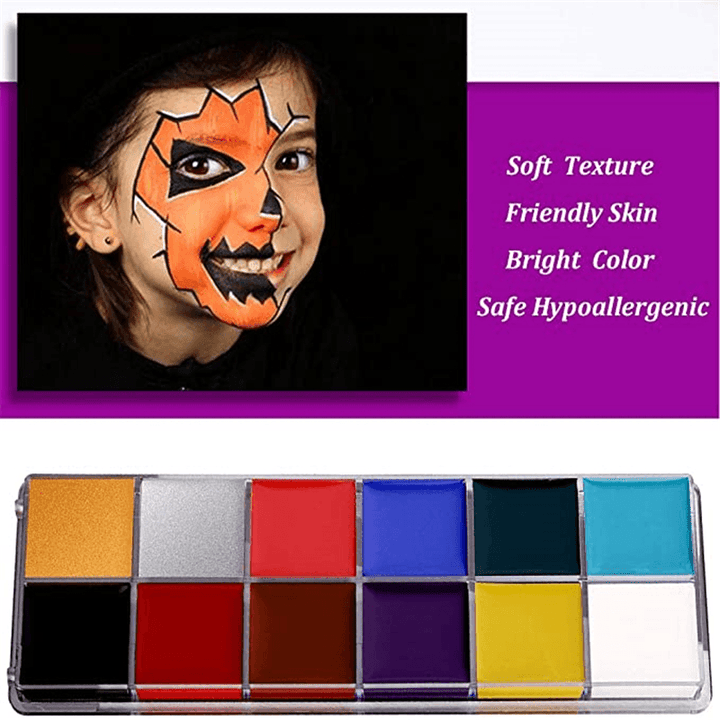 12 Colors Face Body Paint Oil Face Painting Kits Professional Painting Halloween Party Fancy Make up for Adults and Kids - Trendha