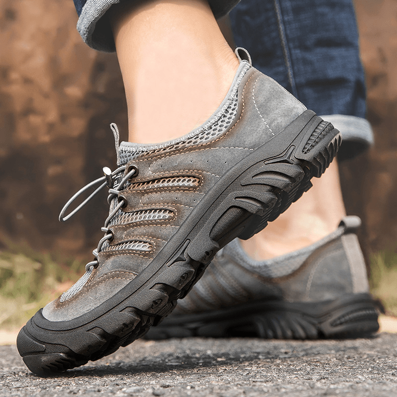 Men Microfiber Breathable Non Slip Toe Protected Climbing Casual Outdoor Shoes - Trendha