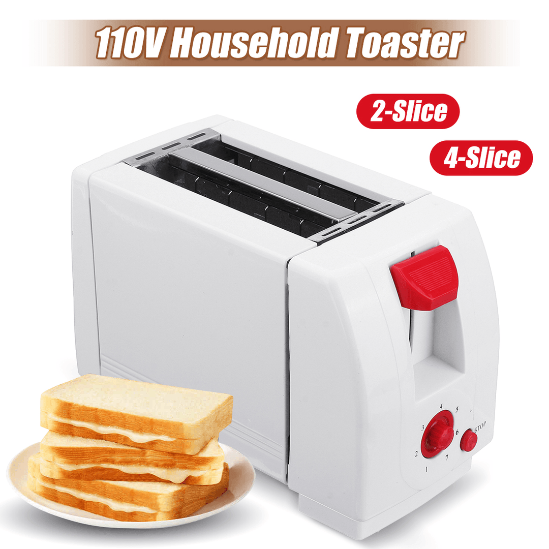 110-220V 2/4 Slices Electric Automatic Toaster Stainless Bread Maker Extra Wide Slot with Crumb Tray - Trendha