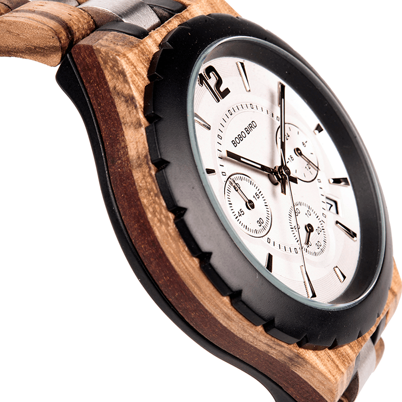 BOBO BIRD R22 Ultra Thin Chronograph Men Wrist Watch Wooden Creative Quartz Watch - Trendha