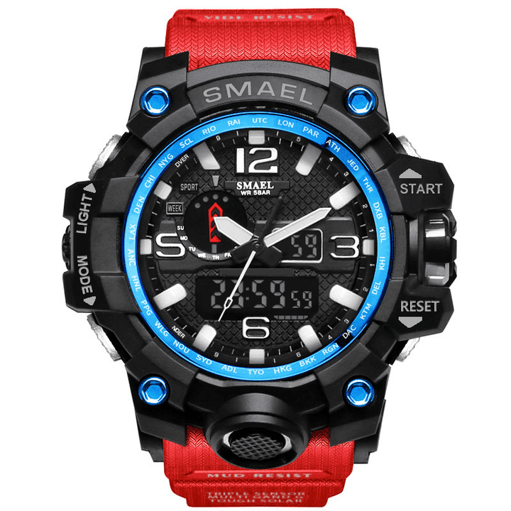 SMAEL 1545 Digital Watch Band Dual Display Waterproof Sport Analog Quartz Watch - Trendha